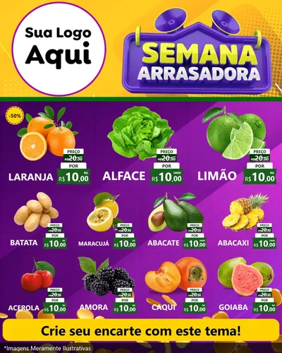 Modelo de Rede Social para Feed Instagram com o tema Semana Arrasadora para Hortifrúti