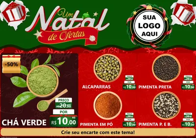 Modelo de Encarte para Encarte A4 Horizontal com o tema Um Natal de Ofertas para Produtos Naturais