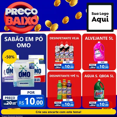 Modelo de Rede Social para Feed Facebook com o tema Preço Baixo para Produtos de Limpeza