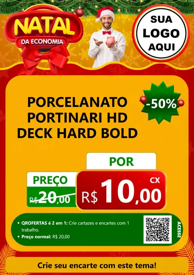 Modelo de Cartaz para Cartaz A4 Vertical com o tema Natal da Economia para Pisos e revestimentos