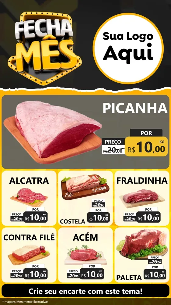 Modelo de Rede Social para Stories com o tema Fecha Mês para Açougue