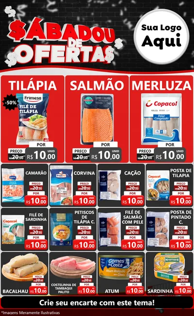 Modelo de Encarte para Encarte Grande com o tema Sabadou de Ofertas para Peixaria