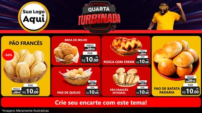 Modelo de TV para TV Horizontal com o tema Quarta Turbinada para Padaria