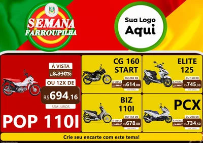 Modelo de Encarte para Encarte A4 Horizontal com o tema Semana Farroupilha para Concessionaria de Motos