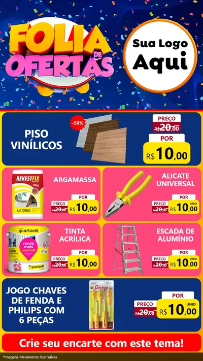 Modelo de TV para TV Vertical com o tema Folia de Ofertas para Material para Construção