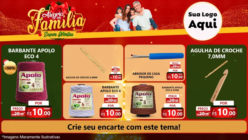 Modelo de TV para TV Horizontal com o tema Alegria em Família Super Ofertas - Natal para Armarinho e Aviamentos