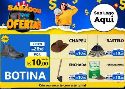 Modelo de Encarte para Encarte A4 Horizontal com o tema Sabadou de Ofertas para Agropecuária