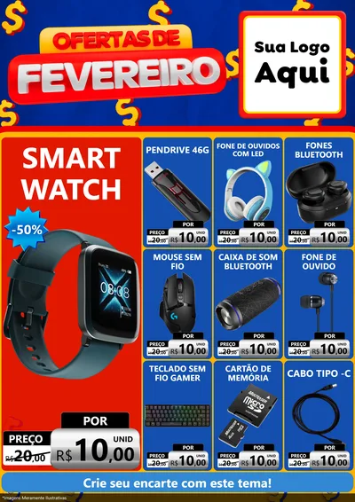 Modelo de Encarte para Encarte A4 Vertical com o tema Ofertas de Fevereiro para Informática