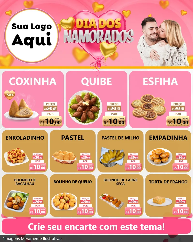 Modelo de Rede Social para Feed Instagram com o tema Dia dos Namorados para Salgadaria