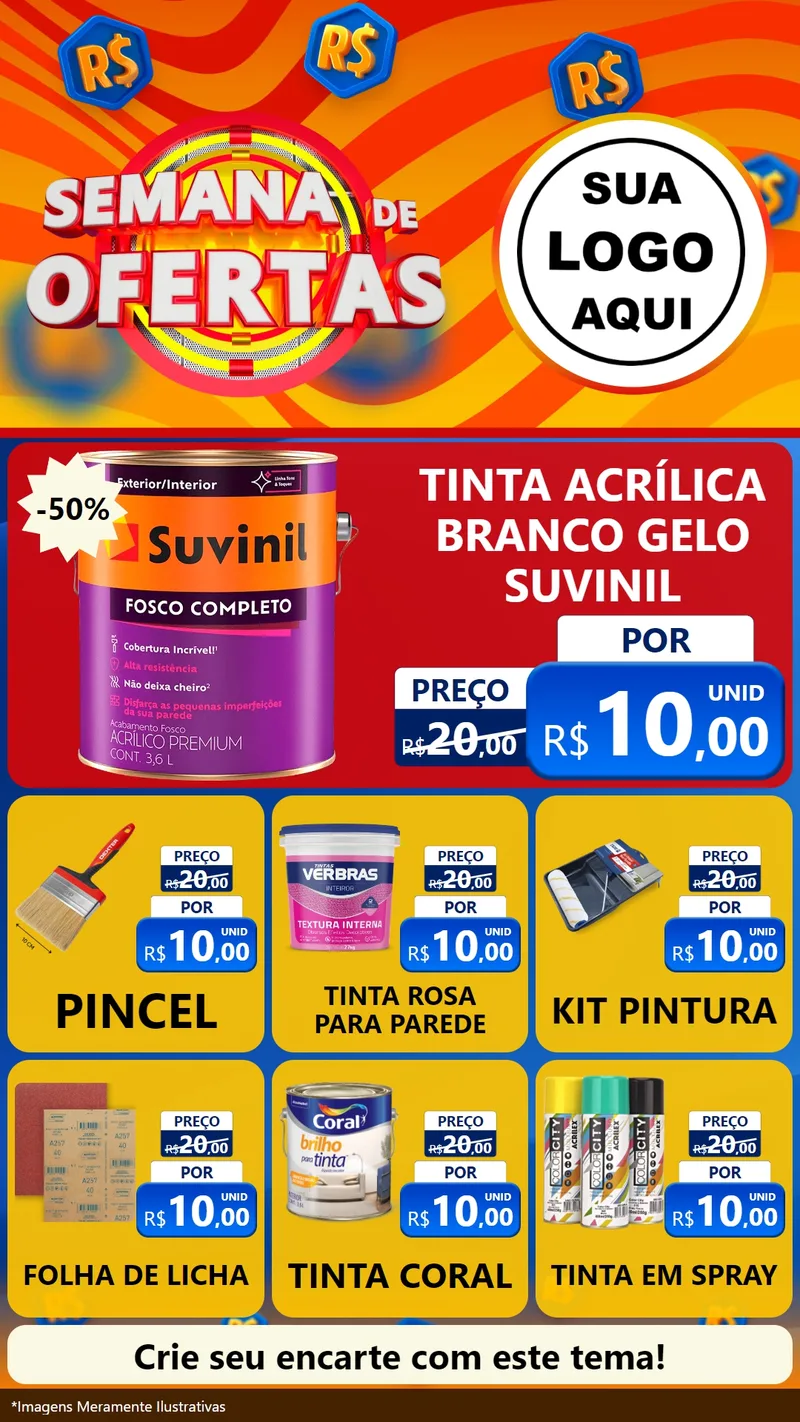 Modelo de Rede Social para Stories com o tema Semana de Ofertas para Tintas e Ferramentas