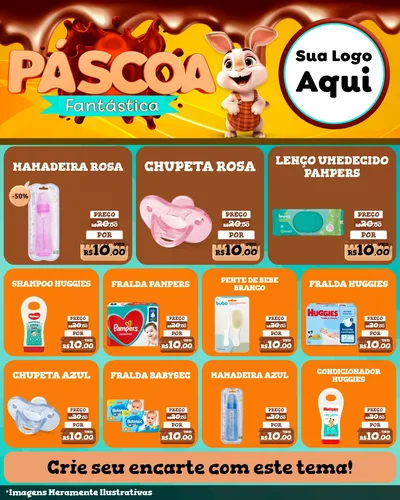 Modelo de Rede Social para Feed Instagram com o tema Páscoa Fantástica para Bebês