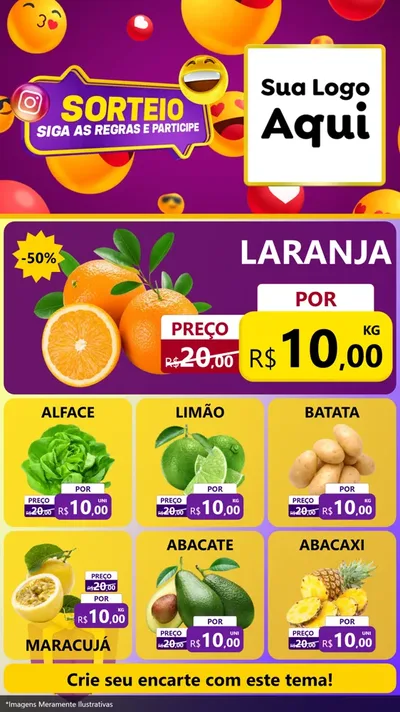 Modelo de Rede Social para Stories com o tema Sorteio para Hortifrúti