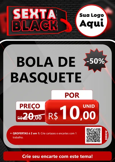 Modelo de Cartaz para Cartaz A4 Vertical com o tema Sexta Black para Artigos Esportivos