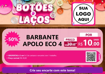Modelo de Cartaz para Cartaz A4 Horizontal com o tema Botões e Laços para Armarinho e Aviamentos
