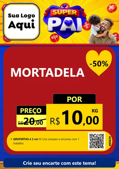 Modelo de Cartaz para Cartaz A4 Vertical com o tema Super Pai para Frios e Laticínios