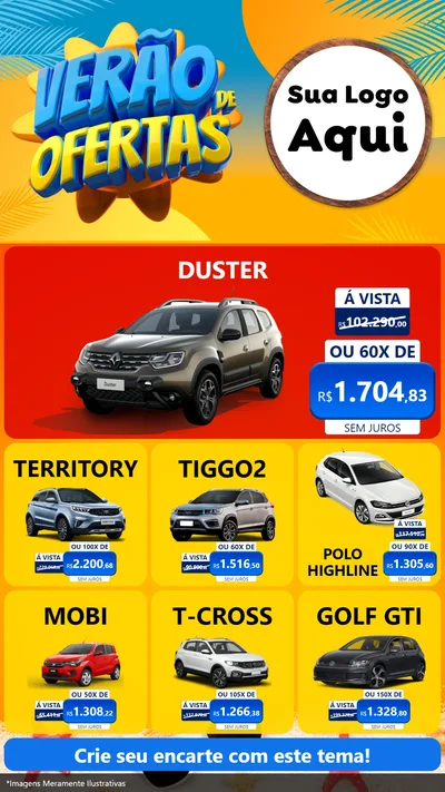 Modelo de Rede Social para Stories com o tema Verão de Ofertas para Concessionaria de Carros