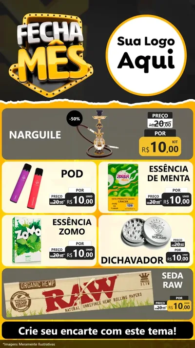 Modelo de TV para TV Vertical com o tema Fecha Mês para Tabacaria