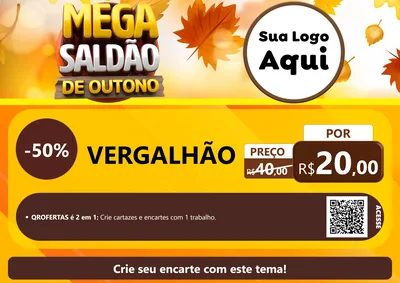 Modelo de Cartaz para Cartaz A4 Horizontal com o tema Mega Saldão de Outono para Ferragens