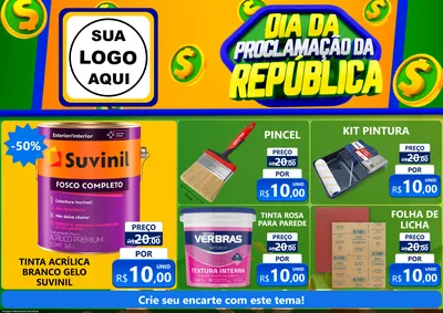 Modelo de Encarte para Encarte A4 Horizontal com o tema Dia Da Proclamação da República para Tintas e Ferramentas