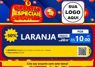 Modelo de Cartaz para Cartaz A4 Horizontal com o tema Ofertas Especiais de Outubro para Hortifrúti