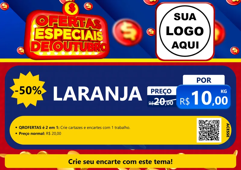Modelo de Cartaz para Cartaz A4 Horizontal com o tema Ofertas Especiais de Outubro para Hortifrúti