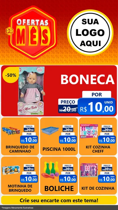 Modelo de Rede Social para Stories com o tema Ofertas do Mês para Brinquedos