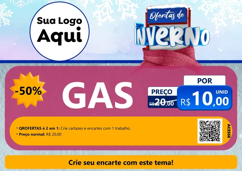 Modelo de Cartaz para Cartaz A4 Horizontal com o tema Ofertas de Inverno para Água e gás
