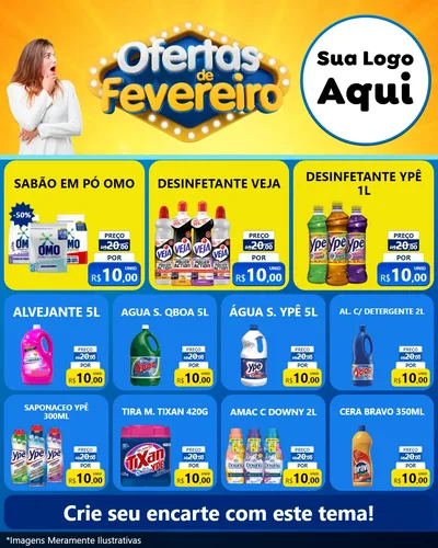 Modelo de Rede Social para Feed Instagram com o tema Ofertas de Fevereiro para Produtos de Limpeza