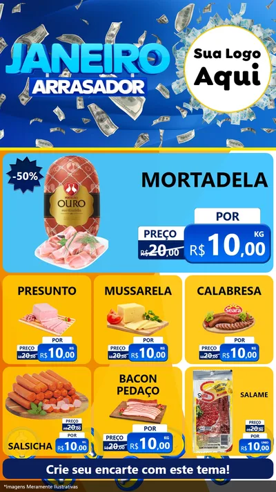 Modelo de Rede Social para Stories com o tema Janeiro Arrasador para Frios e Laticínios