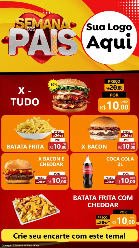 Modelo de TV para TV Vertical com o tema Semana Dos Pais para Hamburgueria