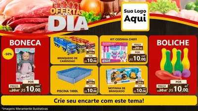 Modelo de TV para TV Horizontal com o tema Ofertas do Dia para Brinquedos