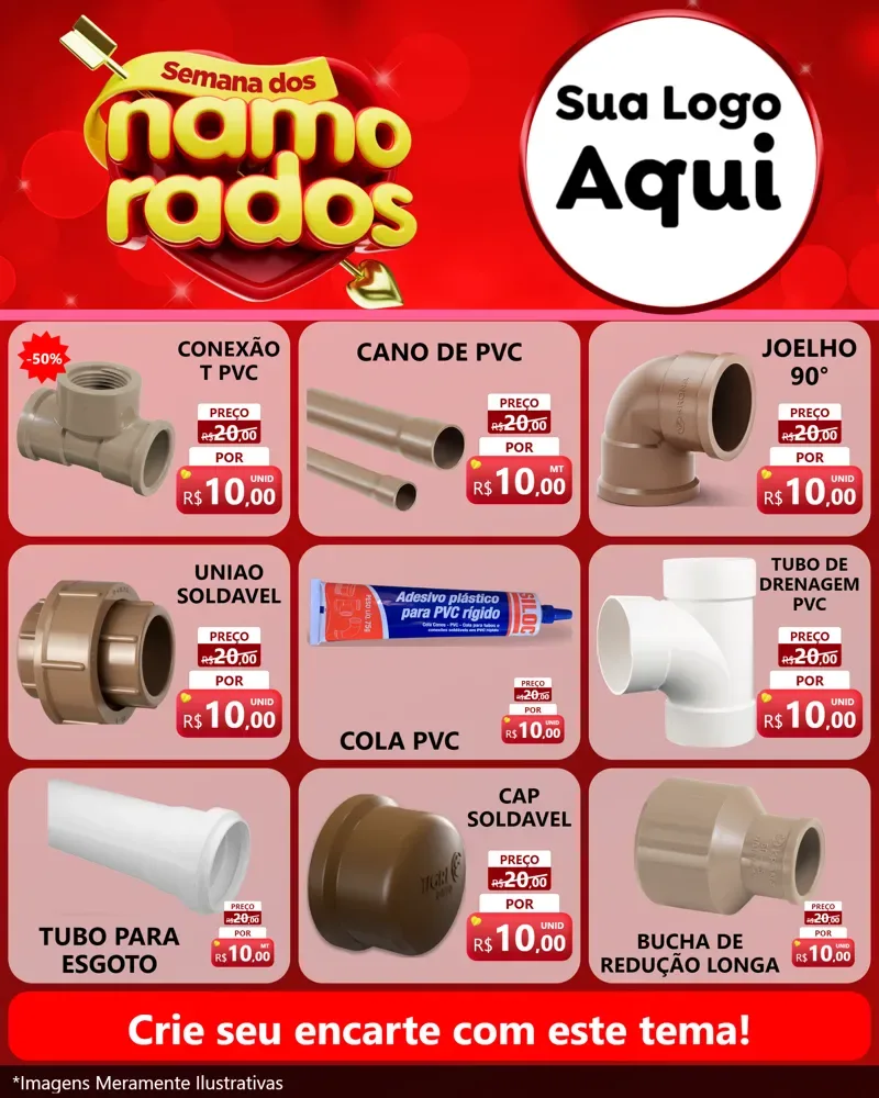 Modelo de Rede Social para Feed Instagram com o tema Semana dos namorados para Tubos e conexões