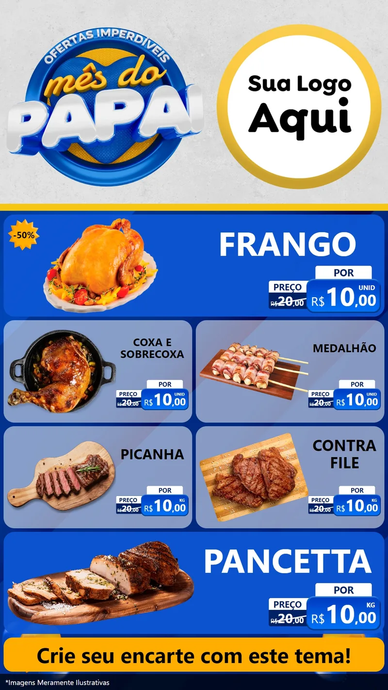 Modelo de TV para TV Vertical com o tema Ofertas Imperdíveis Mês Do Papai para Assados