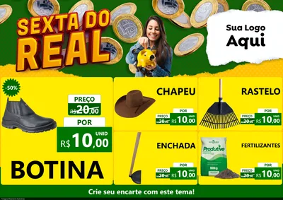Modelo de Encarte para Encarte A4 Horizontal com o tema Sexta do Real para Agropecuária