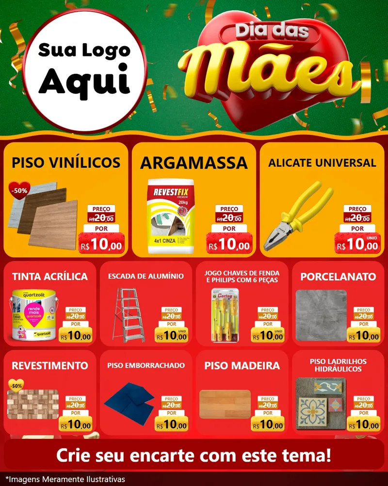 Modelo de Rede Social para Feed Instagram com o tema Dia das Mães para Material para Construção