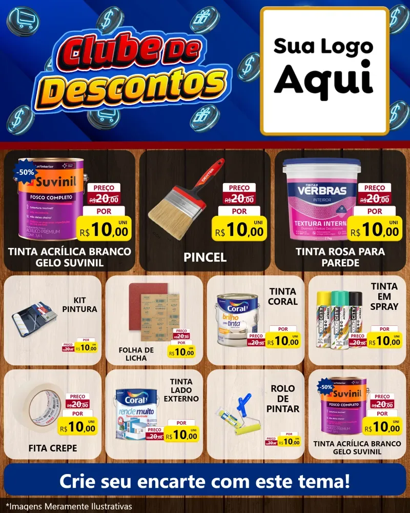 Modelo de Rede Social para Feed Instagram com o tema Clube de Descontos para Tintas e Ferramentas