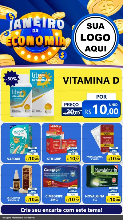 Modelo de Rede Social para Stories com o tema Janeiro da Economia para Farmácia