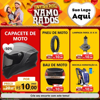 Modelo de Rede Social para Feed Facebook com o tema Arraiá dos Namorados para Moto peças