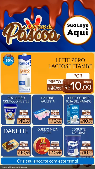 Modelo de Rede Social para Stories com o tema Ofertas de Páscoa para Frios e Laticínios
