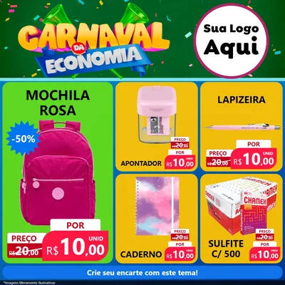 Modelo de Rede Social para Feed Facebook com o tema Carnaval da Economia para Papelaria