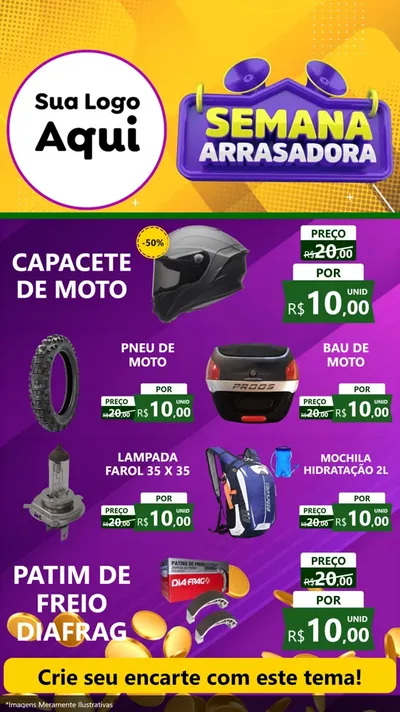 Modelo de TV para TV Vertical com o tema Semana Arrasadora para Moto peças