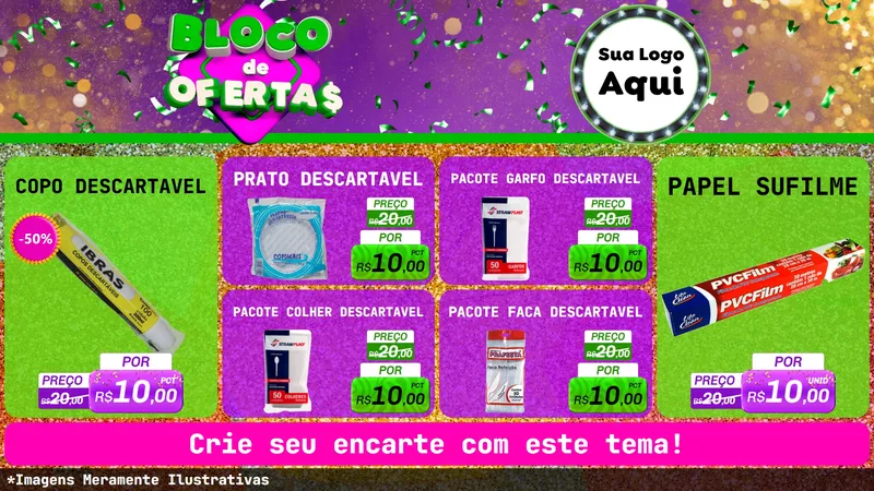 Modelo de TV para TV Horizontal com o tema Bloco de Ofertas para Embalagens