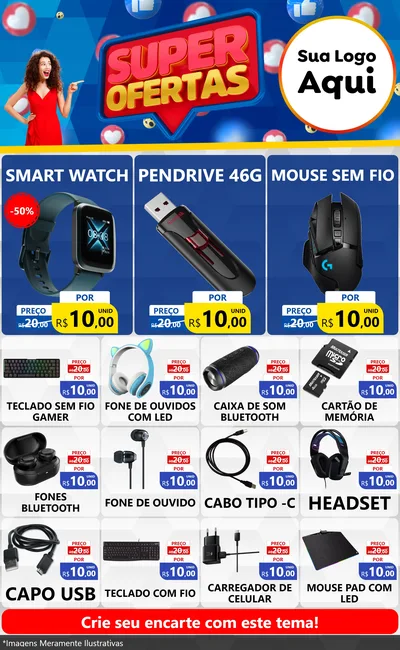 Modelo de Encarte para Encarte Grande com o tema Super Ofertas para Informática