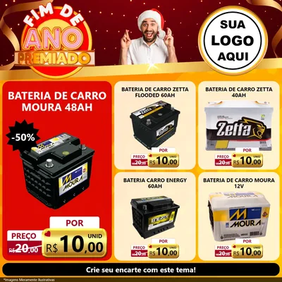 Modelo de Rede Social para Feed Facebook com o tema Fim de Ano Premiado para Baterias Elétricas