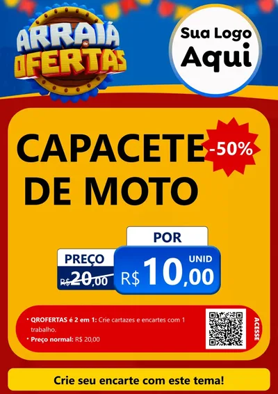 Modelo de Cartaz para Cartaz A4 Vertical com o tema Arraiá de Ofertas - Junina para Moto peças