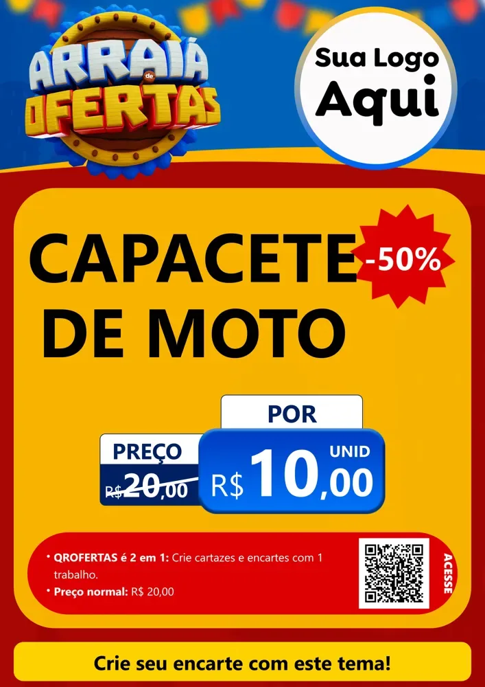 Modelo de Cartaz para Cartaz A4 Vertical com o tema Arraiá de Ofertas - Junina para Moto peças