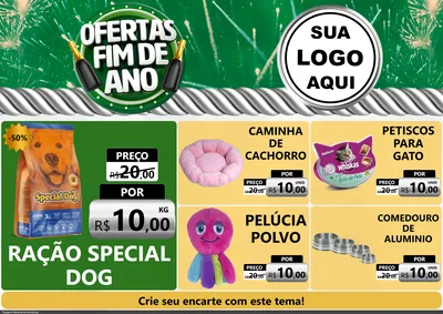 Modelo de Encarte para Encarte A4 Horizontal com o tema Ofertas Fim de Ano para Pet Shop