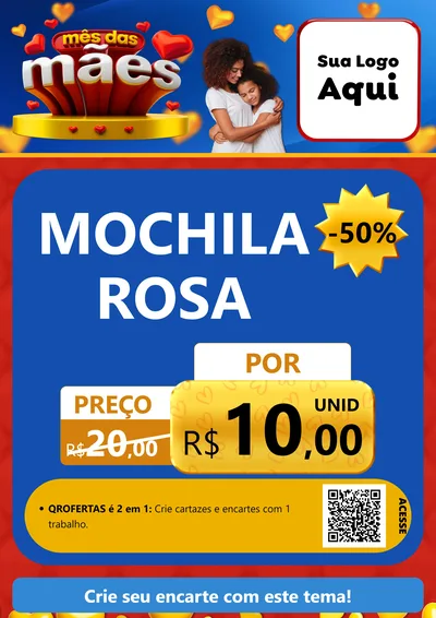 Modelo de Cartaz para Cartaz A4 Vertical com o tema Mês das Mães para Papelaria