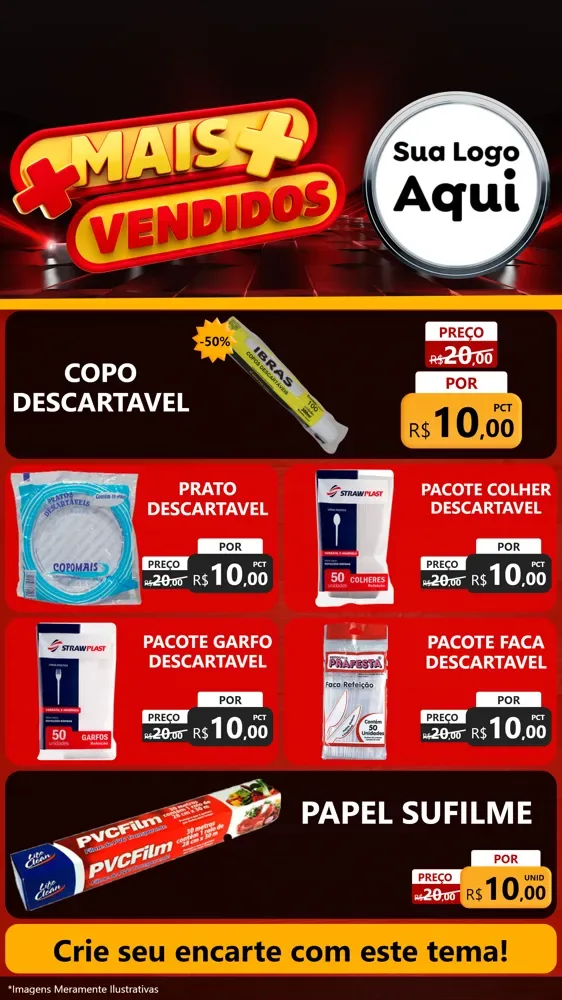 Modelo de TV para TV Vertical com o tema Mais Vendidos para Embalagens