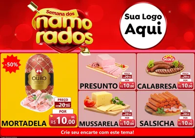 Modelo de Encarte para Encarte A4 Horizontal com o tema Semana dos namorados para Frios e Laticínios